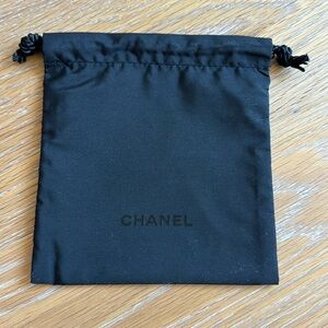 Chanel nylon drawstring black pouch